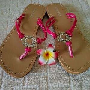 Guess hot pink flip flops